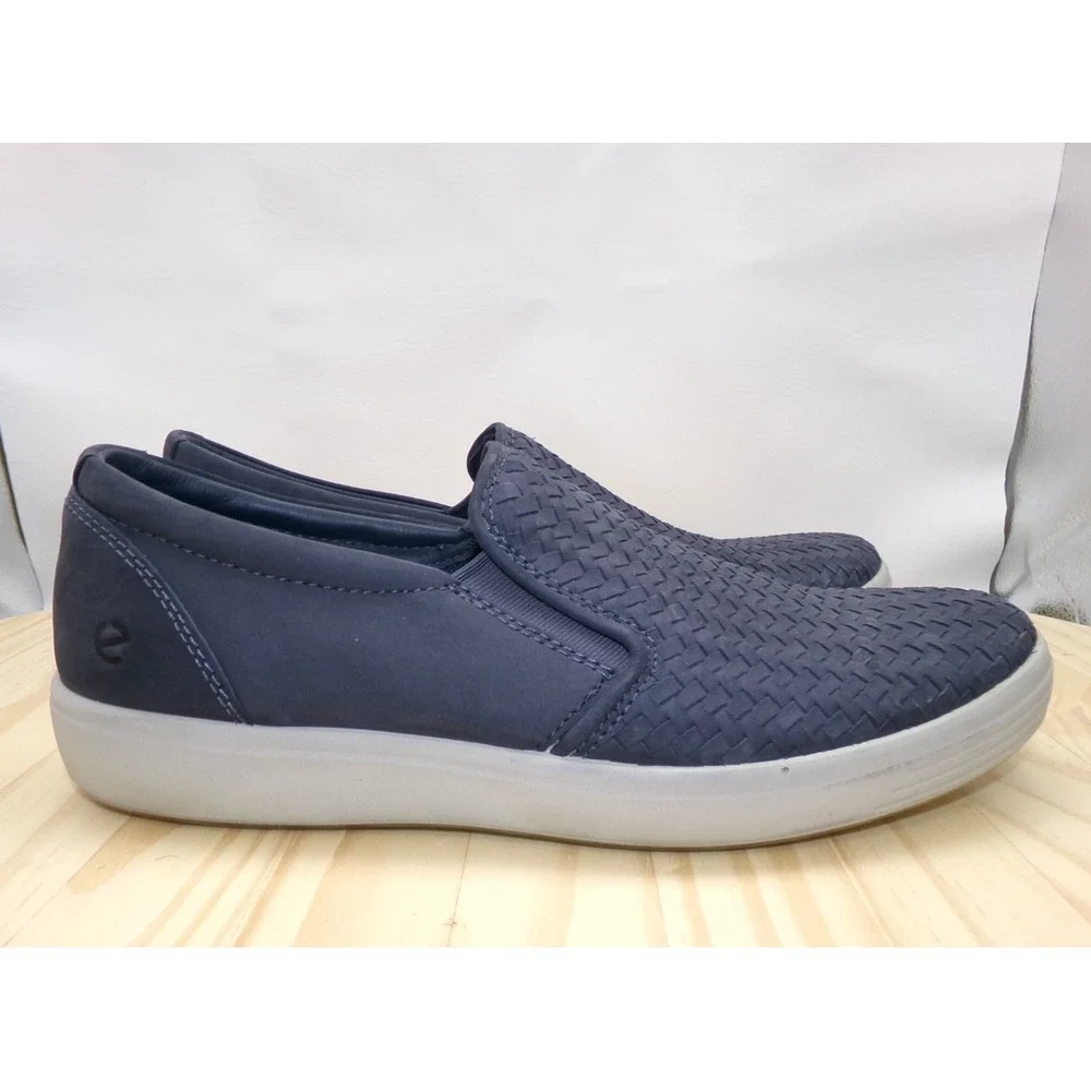 ECCO‎ Soft 7 Woven Slip On Loafer Mens Blue Size 42 US 8 - 8.5 Nubuck Leather